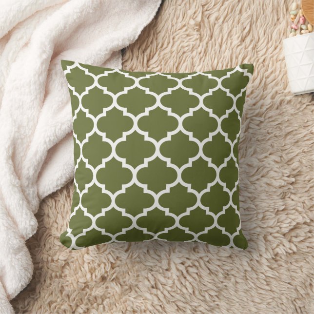 Olive Green marokkanische Muster Tile Kissen (Decke)