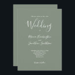 Olive Green Minimal Moderne Hochzeit Einladung<br><div class="desc">Diese einfach gestaltete und wunderschöne Einladungskarte für Hochzeiten zeichnet sich durch ein elegantes,  modernes und minimales typografisches Design mit einem olivgrünen Farbschema aus. Bereit für Sie,  um mit den Details Ihres besonderen Hochzeitstages. Bitte stöbern Sie in der Olive Green Elegant Minimal Wedding Suite für passende Büroartikel.</div>