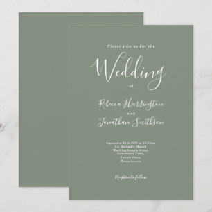 Olive Green Minimal Moderne Hochzeit Einladung