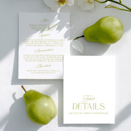 Olive Green Minimalist Wedding Information Card  RSVP Karte