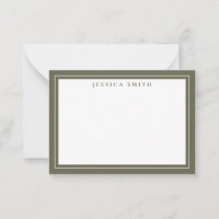 Olive Green Minimalistisch Monogram Line Border