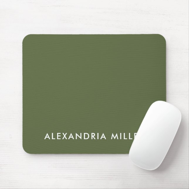 Olive Green Minimalistisch Monogram Mousepad (Mit Mouse)