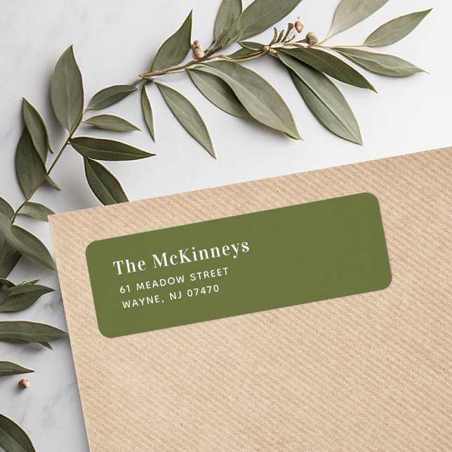 Olive Green Minimalistisch Rücksendeadresse (Von Creator hochgeladen)