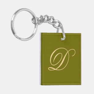 Olive Green Mit Monogramm Custom Initial Monogram  Schlüsselanhänger