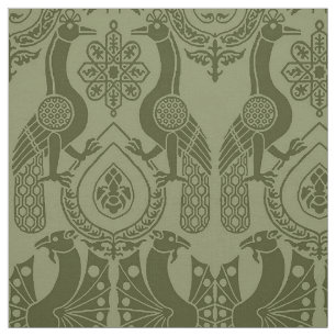 Olive Green Mittelalterliche Friedhöfe und Drachen Stoff
