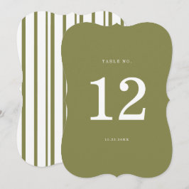 Olive Green Modern Die-Cut Table Number Einladung