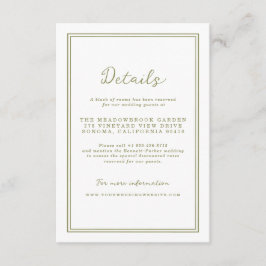 Olive Green Modern Wedding Details Card Begleitkarte
