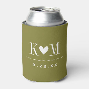 Olive Green Modern Wedding Monogram Dosenkühler