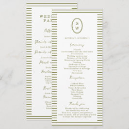 Olive Green Modern Wedding Program Card Einladung
