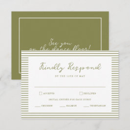 Olive Green Modern Wedding RSVP Card Begleitkarte