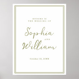 Olive Green Modern Wedding Welcome Sign Poster