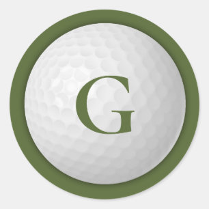Olive Green Monogram Golf Ball Runder Aufkleber