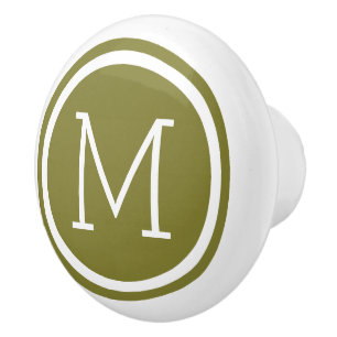Olive Green Monogram Personalisiert Drawer Knoblau Keramikknauf