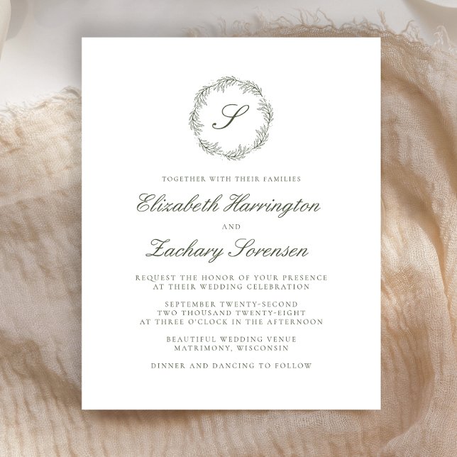 Olive Green Monogram Script Hochzeit (Von Creator hochgeladen)