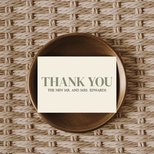 Olive Green Monogram Wedding Dankeskarte (Olive Green Monogram Wedding Thank you Card)