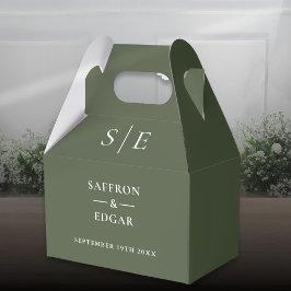 Olive Green Monogram Wedding Geschenkschachtel