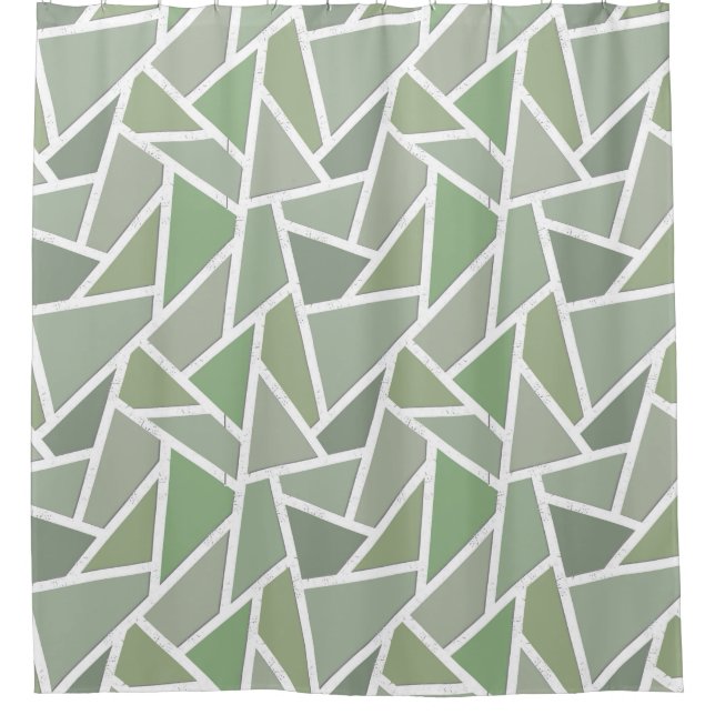 Olive-Green-Mosaik Duschvorhang (Vorderseite)