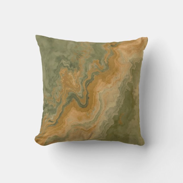 Olive Green Mustard Yellow Print 16" Kissen (Vorderseite)