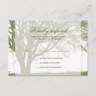 Olive Green Oak Winter Wedding Response Card RSVP Karte