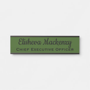 Olive Green Office Door Signature Name Plate Türschild