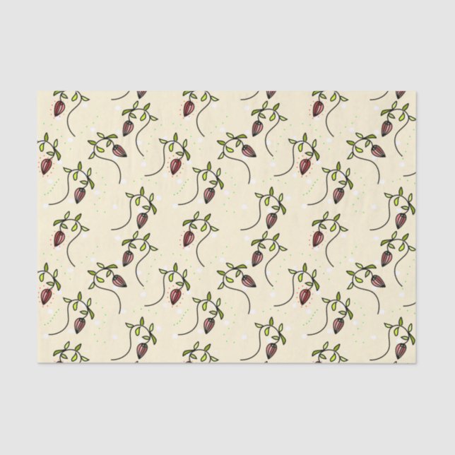 Olive-Green-Ornament Seidenpapier (Vorderseite)