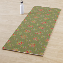 Olive-Green-Ornament Yogamatte