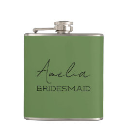 Olive Green Personalisiert Bridesmaid Flachmann