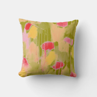 Olive Green Pink Yellow Abstrakt Art Throw Kissen