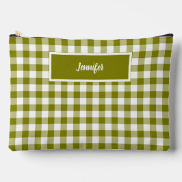 Olive Green Plaid Personalized Zubehörtasche