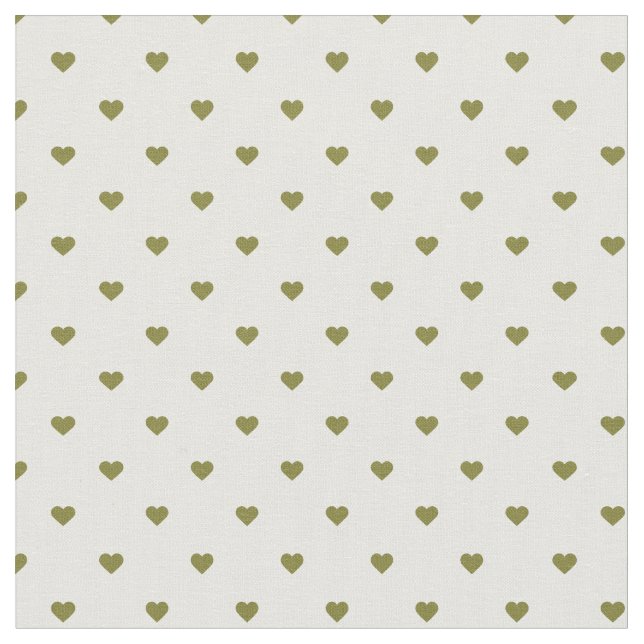Olive Green Polka Dot Hearts Stoff (Nahaufnahme)