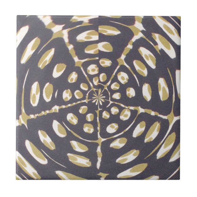 Olive Green Polka Dot Radial Muster Art Print Fliese (Vorderseite)