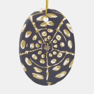 Olive Green Polka Dot Radial Muster Art Print Keramik Ornament