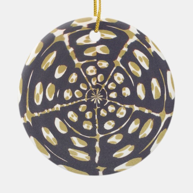 Olive Green Polka Dot Radial Muster Art Print Keramikornament (Vorne)