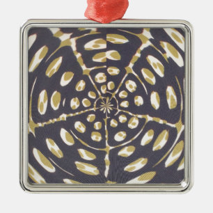 Olive Green Polka Dot Radial Muster Art Print Silbernes Ornament