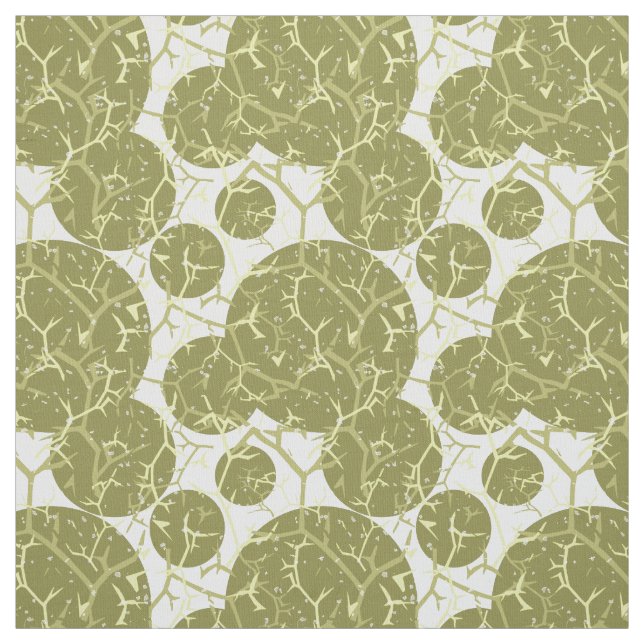 Olive Green Prickly Cactus Pattern Stoff (Muster)