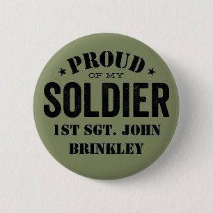 Olive Green Proud meiner Armee SOLDIER mit Namen Button