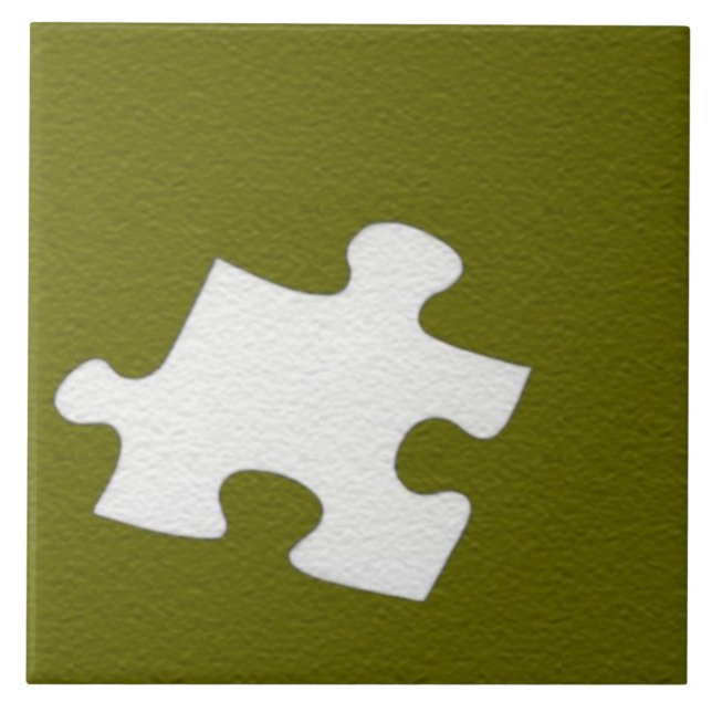 Olive Green Puzzle Piece Tile Fliese (Vorderseite)