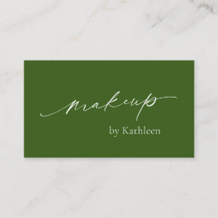 Olive Green QR Code Elegante Makeup Artist Moderne Visitenkarte