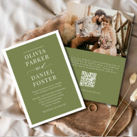 Olive Green QR Code Foto Minimalistisch Hochzeit