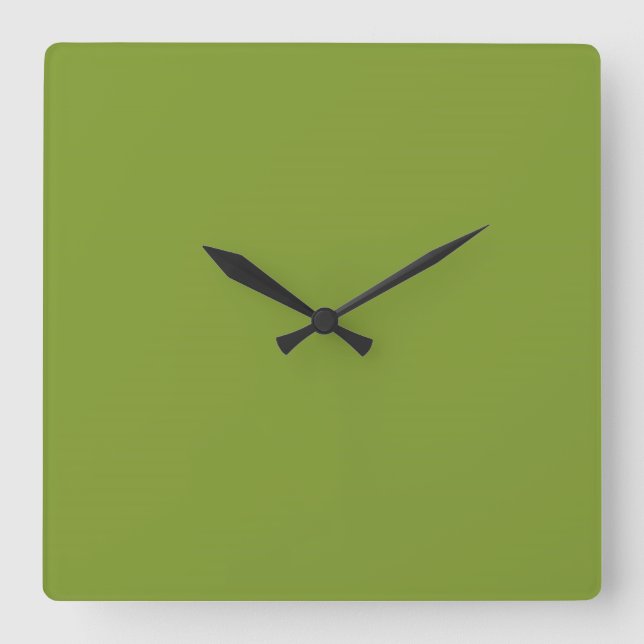 Olive Green Quadratische Wanduhr (Vorderseite)