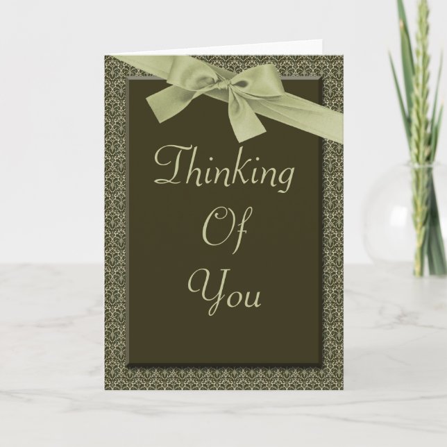 Olive Green Ribbon Denken Sie - Sympathy Card Karte (Vorderseite)