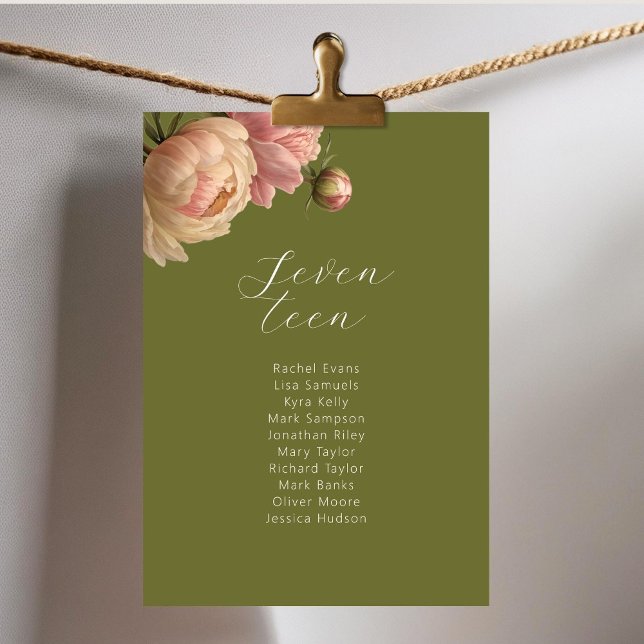 Olive Green | Rose Hochzeit Tischnummer Sitzplatz (Von Creator hochgeladen)