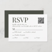 Olive Green Scan QR Code Meal Choice Hochzeit