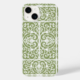 Olive Green Scrollings Muster Case-Mate iPhone 14 Hülle