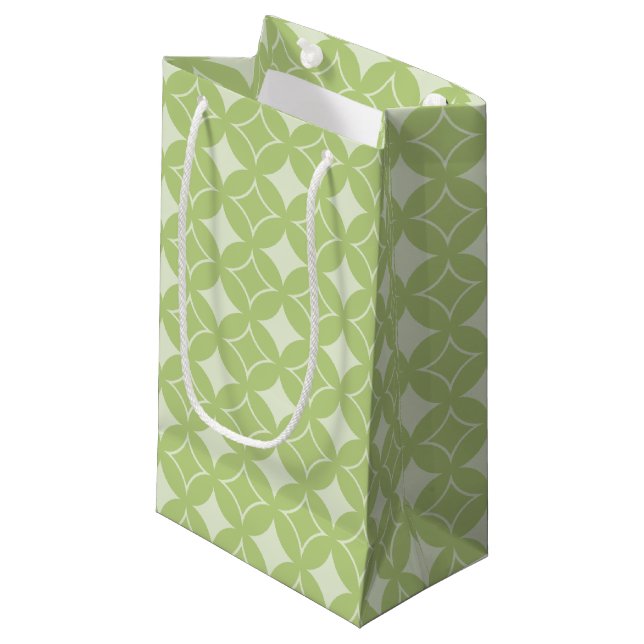 Olive Green Shippo Muster Kleine Geschenktüte (Vorderseite Schrägansicht)