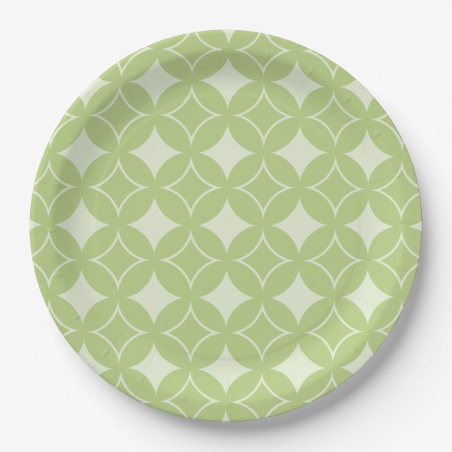 Olive Green Shippo Muster Pappteller (Vorderseite)