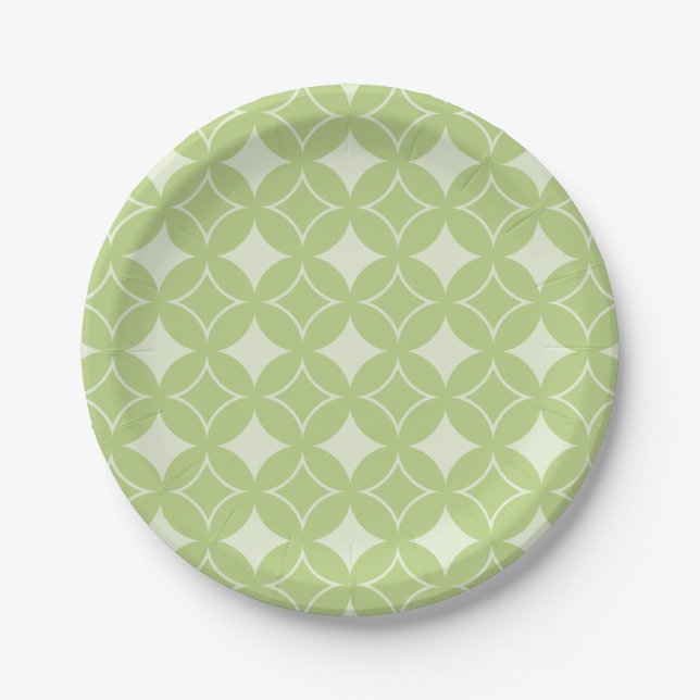 Olive Green Shippo Muster Pappteller (Vorderseite)