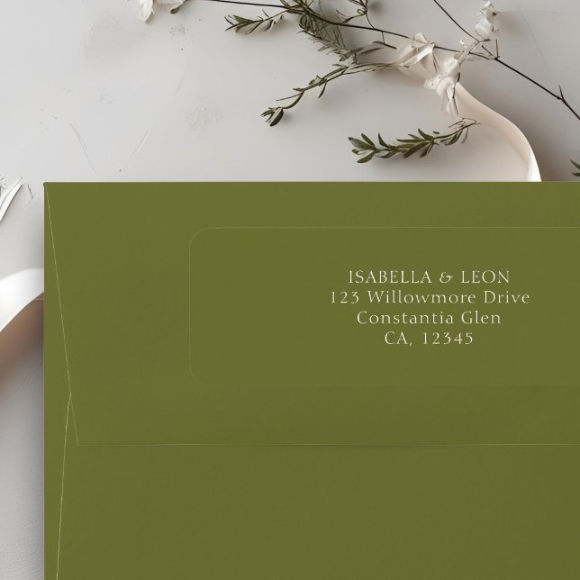Olive Green | Simple Wedding Return Address (Von Creator hochgeladen)