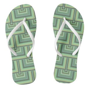 Olive green streifen quadratische Skalen Muster Flip Flops