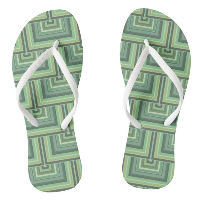 Olive green streifen quadratische Skalen Muster Flip Flops (Fußbett)
